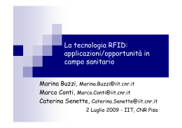 RFID E SISTEMA SANITARIO - Istituto di Informatica e Telematica