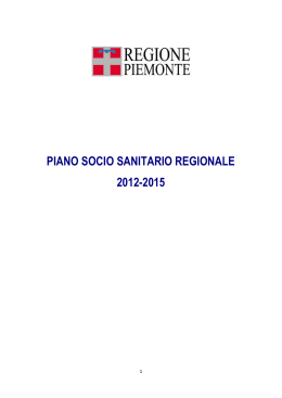 Regione Piemonte - Piano Socio-Sanitario Regionale 2012-2015
