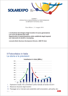 Il Fotovoltaico in Italia La storia e le previsioni