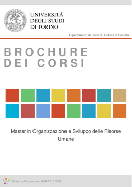Brochure dei corsi  - Master in Organizzazione e Sviluppo delle