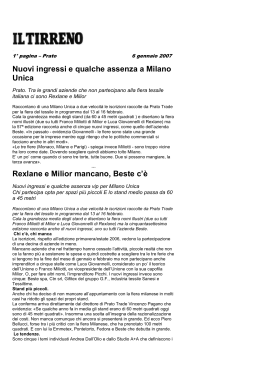 Nuovi ingressi e qualche assenza a Milano Unica Rexlane e