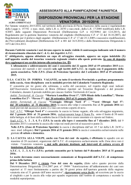 Integrazione Calendario Venatorio Pavia 2015-2016