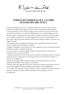 CODICE DI CONDOTTA SUL LAVORO ELSAMANDA SRL ITALY