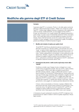 Modifiche alla gamma degli ETF di Credit Suisse