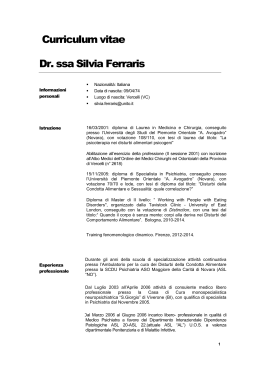 Curriculum vitae Dr. ssa Silvia Ferraris