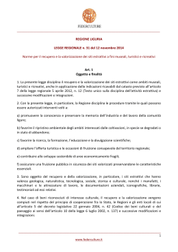 Legge regionale Liguria n. 31/2014 – Valorizzazione siti estrattivi