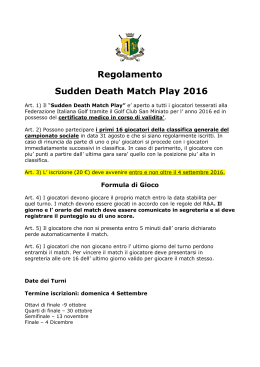 Regolamento Sudden Death Match Play Fontevivo