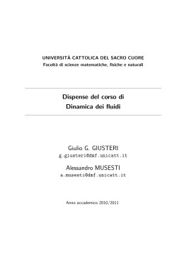 Dispense del corso di Dinamica dei fluidi Giulio G. GIUSTERI