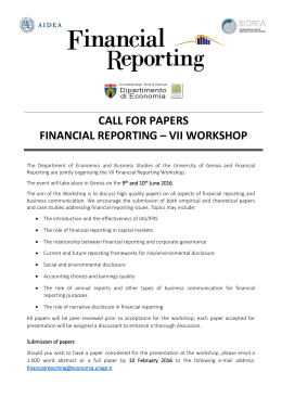 Call For Paper - Financial Reporting Workshop