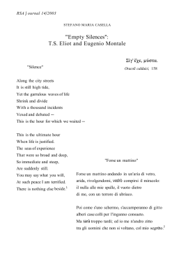 "Empty Silences": T.S. Eliot and Eugenio Montale