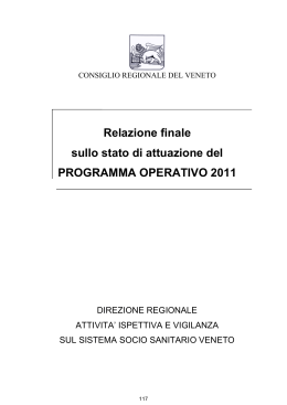 Relazione sull`attività svolta - Consiglio Regionale del Veneto