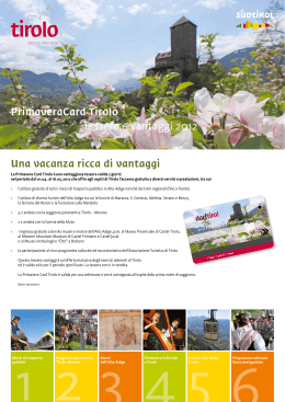 PrimaveraCard Tirolo Tessera e vantaggi 2012 Una vacanza ricca