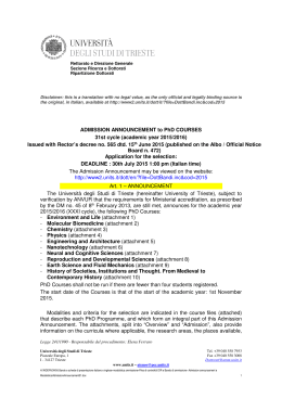 general Admission Announcement - Università degli Studi di Trieste
