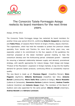 The Consorzio Tutela Formaggio Asiago reelects its board members