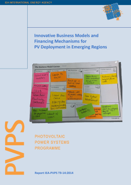 Innovative Business Models and Financing Mechanisms for PV