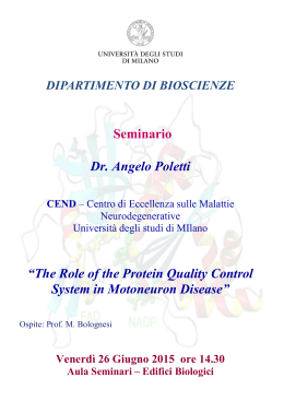 Seminario Dr. Angelo Poletti “The Role of the Protein Quality Control