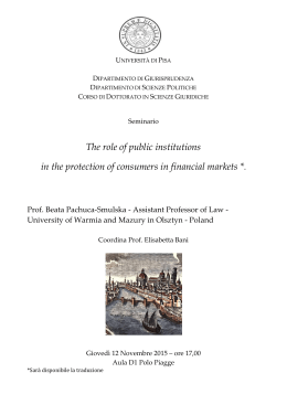 The role of public institutions in the protection of consumers in