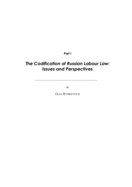 The Codification of Russian Labour Law: Issues and Perspectives