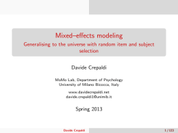 Mixed–effects modeling - Generalising to the universe with random