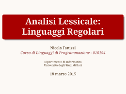 Analisi Lessicale: Linguaggi Regolari - LACAM