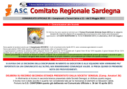 Comunicato 39 Calcio a 11 del 02 maggio 2013