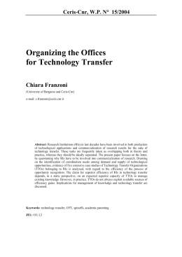 Organizing the Offices for Technology Transfer - Ceris