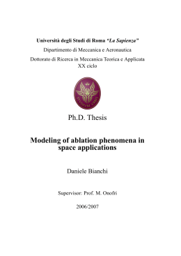 Ph.D. Thesis Modeling of ablation phenomena in space