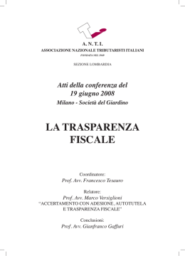 la trasparenza fiscale - Associazione Nazionale Tributaristi Italiani