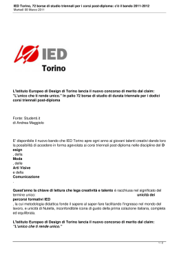 IED Torino, 72 borse di studio triennali per i corsi