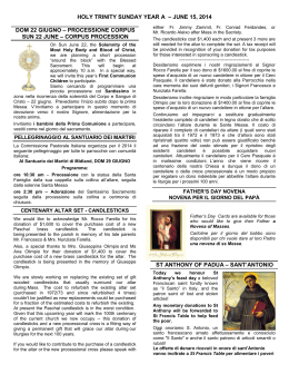 holy trinity sunday year a – june 15, 2014 dom 22 giugno
