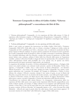 Tommaso Campanella in difesa di Galileo Galilei. “Libertas