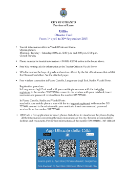 Utility Otranto Card From 1st april to 30th September 2015