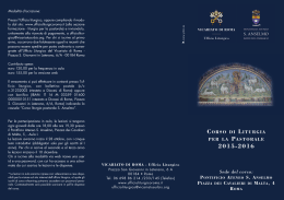 Sede del corso: - Vicariato di Roma • Ufficio Liturgico