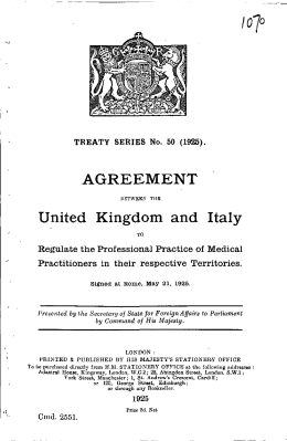 AGREEMENT United Kingdom and Italy
