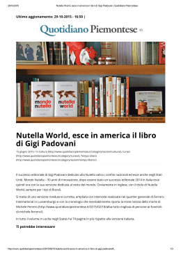 PDF - Nutella World, esce in america il libro di Gigi Padovani