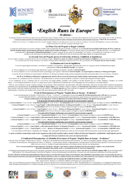 English Runs in Europe - Università degli Studi Mediterranea