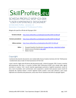 Scheda Profilo WSP-G3-004. User Experience Designer