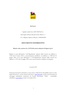 Documento Informativo Parti Correlate e art. 71 Reg Emittenti