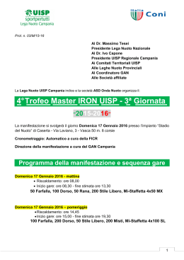 4° Trofeo Master IRON UISP - 3ª Giornata “2015-2016”