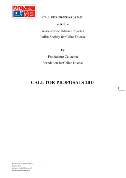 CALL FOR PROPOSALS 2013 - Associazione Italiana Celiachia