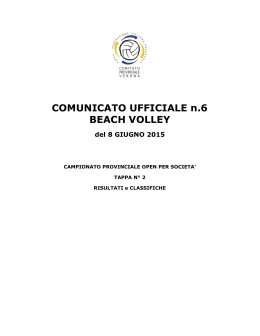 COMUNICATO UFFICIALE 6 - 2015 Beach Volley