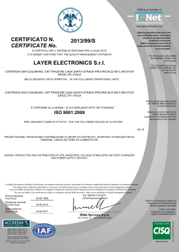 2013/99/S LAYER ELECTRONICS S.r.l. CERTIFICATE No