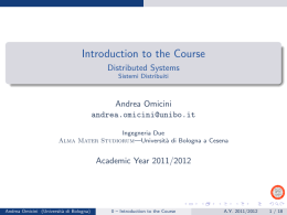 Introduction to the Course - Distributed Systems Sistemi Distribuiti