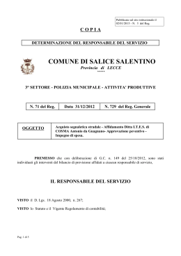 File: Det 2012 729 v2 - Comune di Salice Salentino