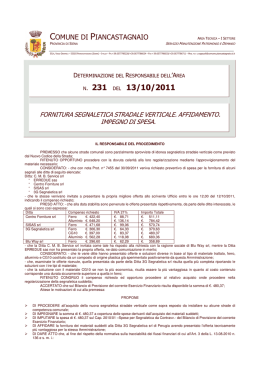 N. 231 DEL 13/10/2011 - Albo pretorio Comune di Piancastagnaio