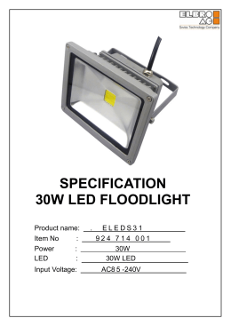SPECIFICATION 30W LED FLOODLIGHT
