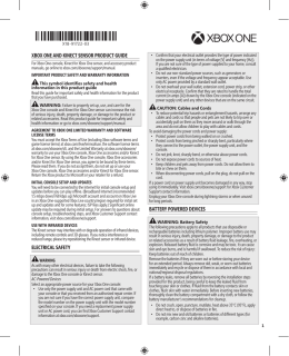 XboX one and KIneCT sensor ProdUCT GUIde eLeCTrICaL safeTy