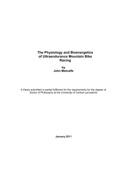 The Physiology and Bioenergetics of Ultraendurance
