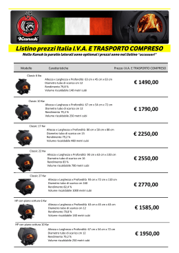 Listino prezzi Italia I.V.A. E TRASPORTO COMPRESO