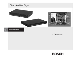 Divar - Archive Player - Bosch Security Systems